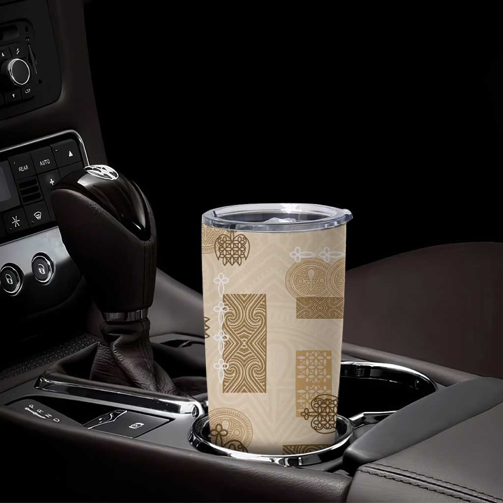 Vintage Lapita Tumbler Cup Iconic Double Face Pattern Beige LT05 - Polynesian Pride