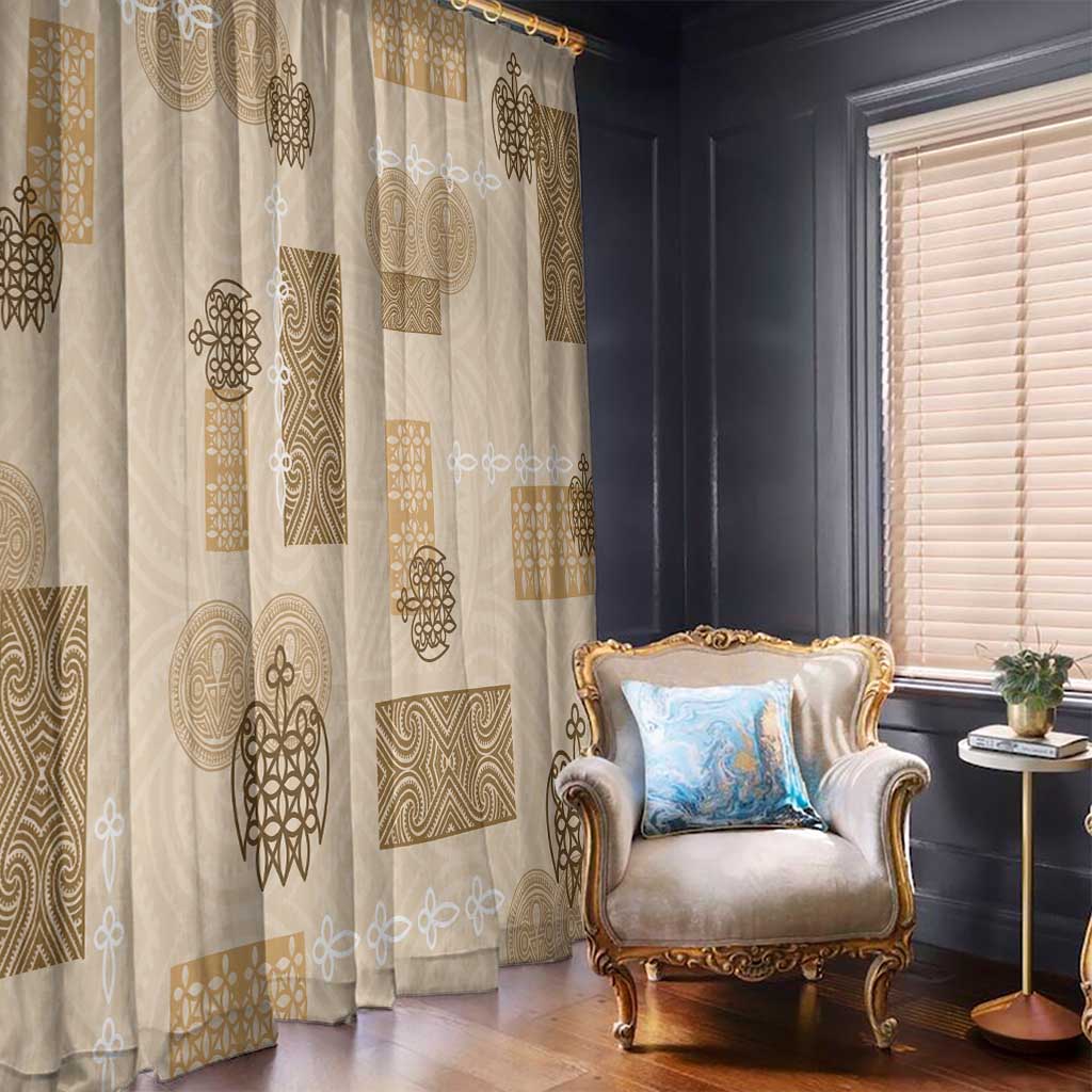 Vintage Lapita Window Curtain Iconic Double Face Pattern Beige LT05 - Polynesian Pride
