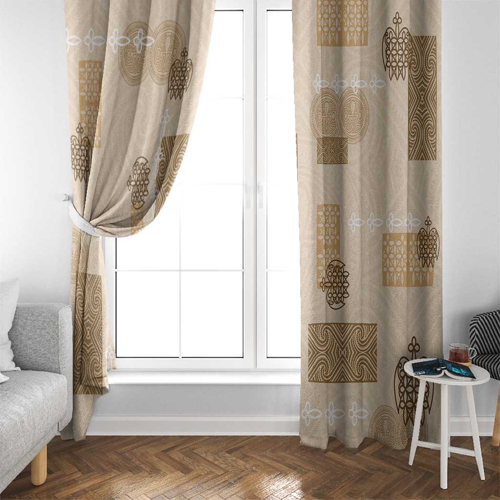 Vintage Lapita Window Curtain Iconic Double Face Pattern Beige LT05 - Polynesian Pride