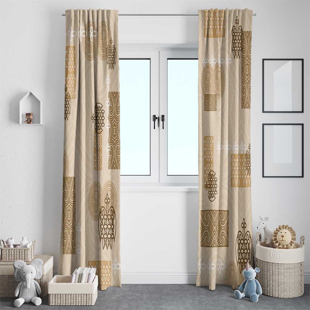Vintage Lapita Window Curtain Iconic Double Face Pattern Beige LT05 - Polynesian Pride