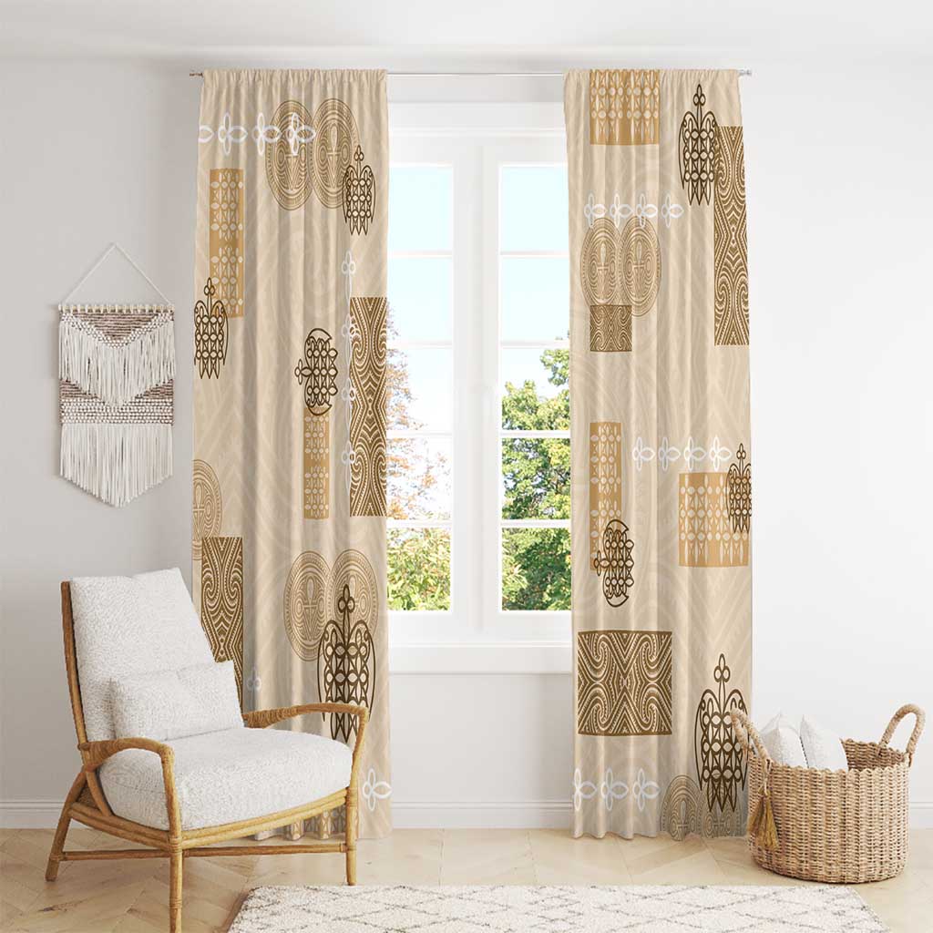 Vintage Lapita Window Curtain Iconic Double Face Pattern Beige LT05 - Polynesian Pride