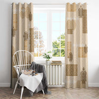 Vintage Lapita Window Curtain Iconic Double Face Pattern Beige LT05 - Polynesian Pride