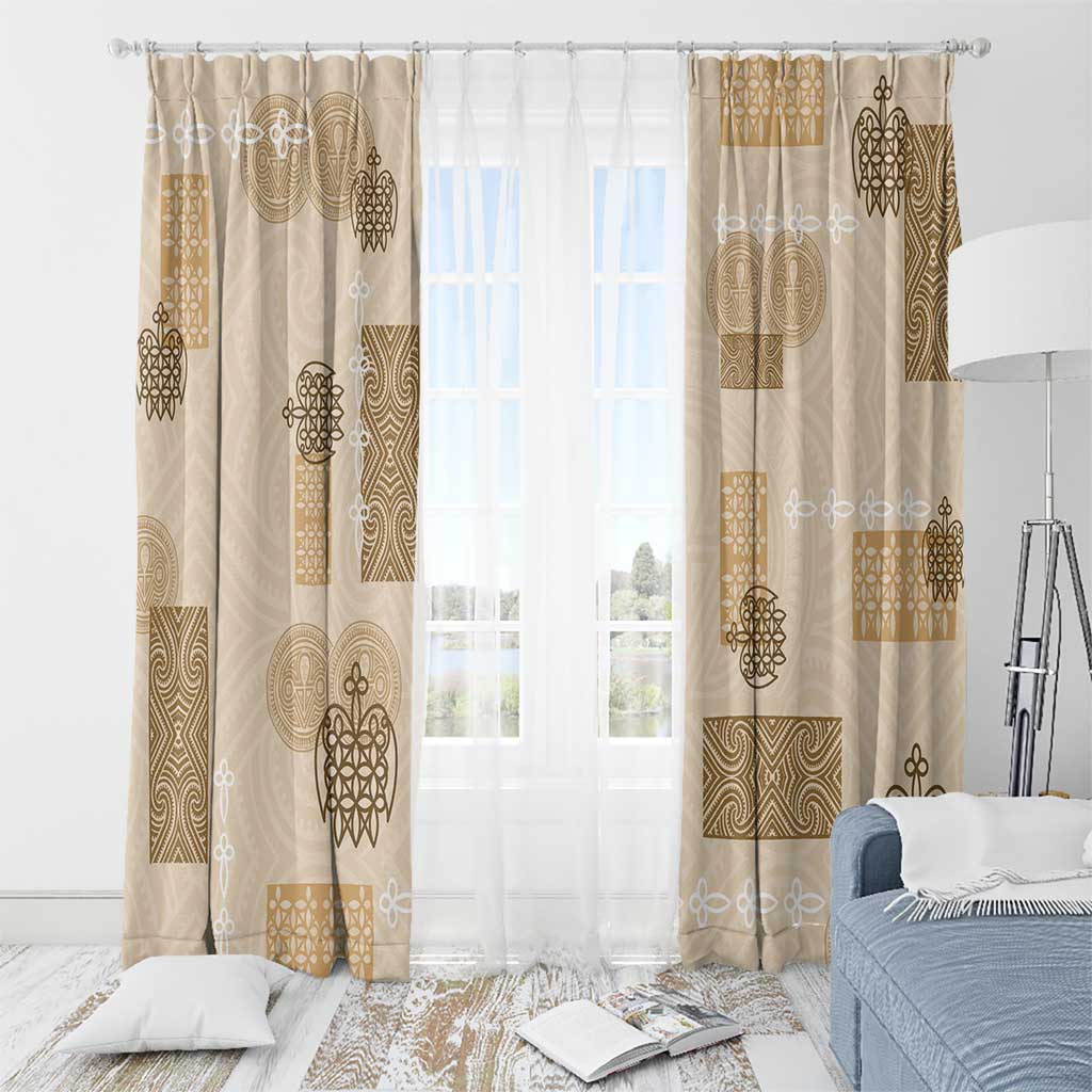 Vintage Lapita Window Curtain Iconic Double Face Pattern Beige LT05 - Polynesian Pride