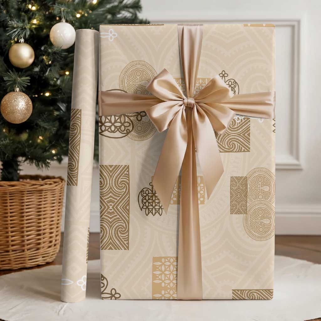 Vintage Lapita Wrapping Paper Iconic Double Face Pattern Beige LT05 - Polynesian Pride