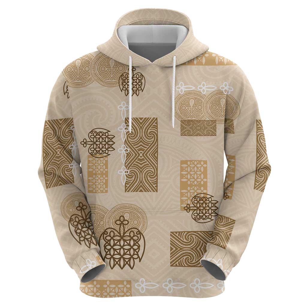 Vintage Lapita Zip Hoodie Iconic Double Face Pattern Beige
