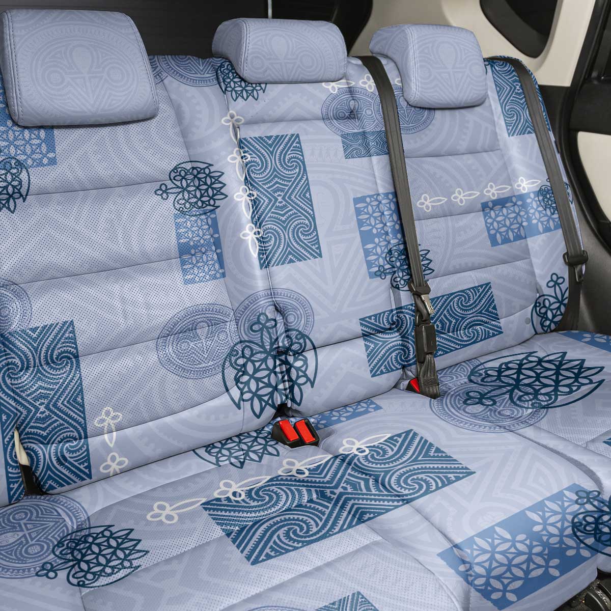 Vintage Lapita Back Car Seat Cover Iconic Double Face Pattern Blue