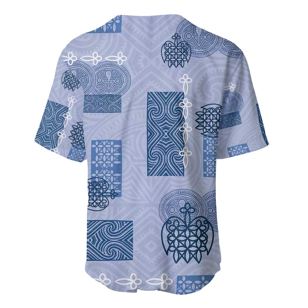 Vintage Lapita Baseball Jersey Iconic Double Face Pattern Blue