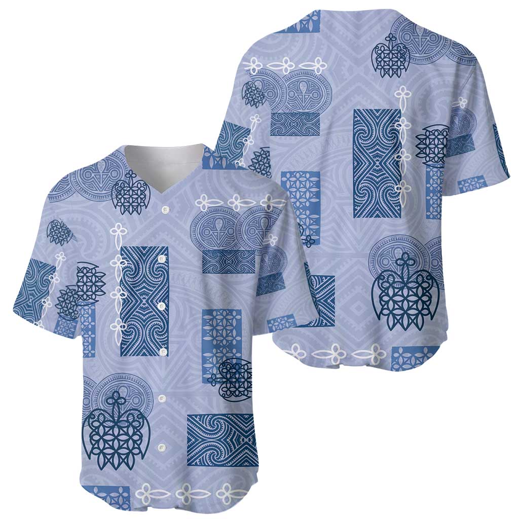 Vintage Lapita Baseball Jersey Iconic Double Face Pattern Blue