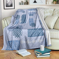 Vintage Lapita Blanket Iconic Double Face Pattern Blue LT05 Blue - Polynesian Pride