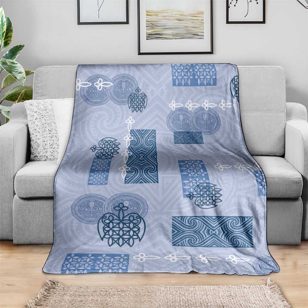 Vintage Lapita Blanket Iconic Double Face Pattern Blue LT05 - Polynesian Pride