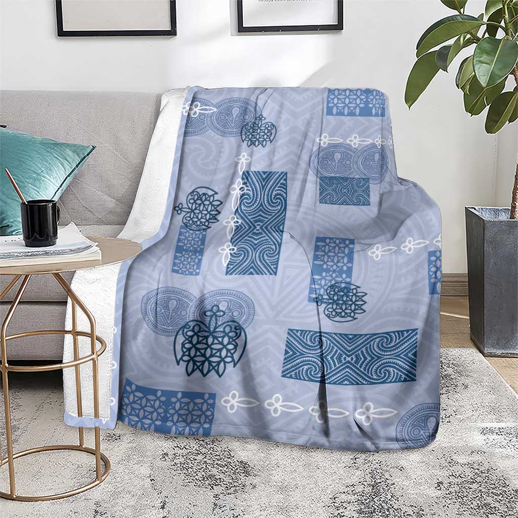 Vintage Lapita Blanket Iconic Double Face Pattern Blue LT05 - Polynesian Pride