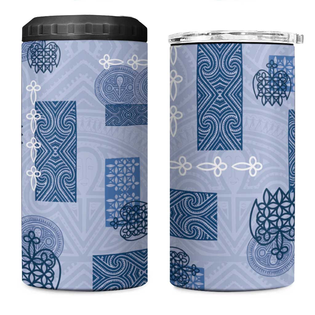 Vintage Lapita 4 in 1 Can Cooler Tumbler Iconic Double Face Pattern Blue LT05 One Size: 16 oz Blue - Polynesian Pride