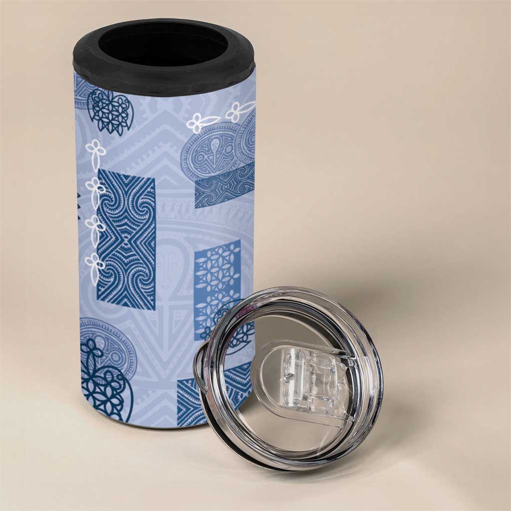Vintage Lapita 4 in 1 Can Cooler Tumbler Iconic Double Face Pattern Blue LT05 - Polynesian Pride