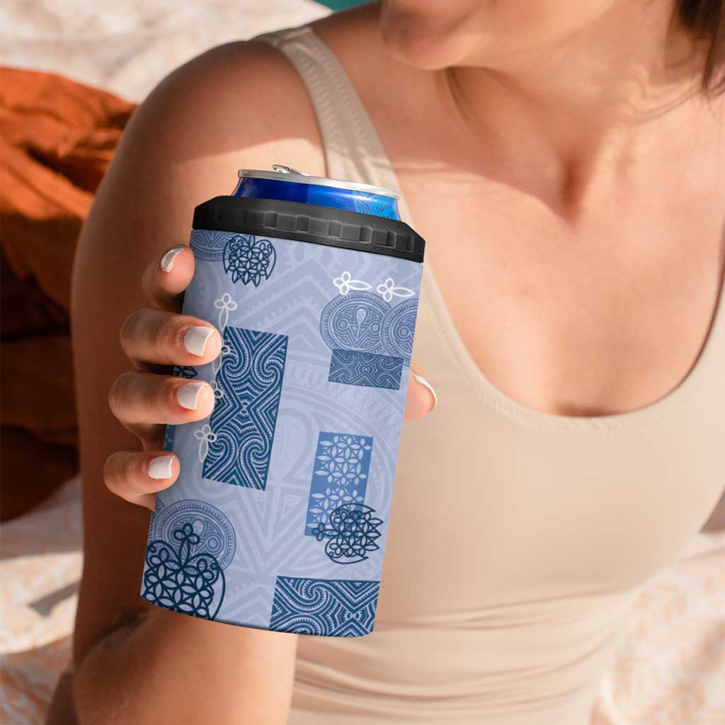 Vintage Lapita 4 in 1 Can Cooler Tumbler Iconic Double Face Pattern Blue LT05 - Polynesian Pride