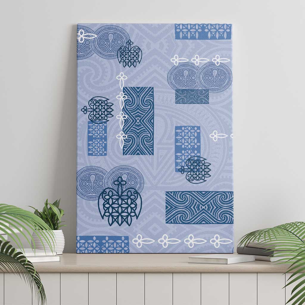 Vintage Lapita Canvas Wall Art Iconic Double Face Pattern Blue LT05 - Polynesian Pride