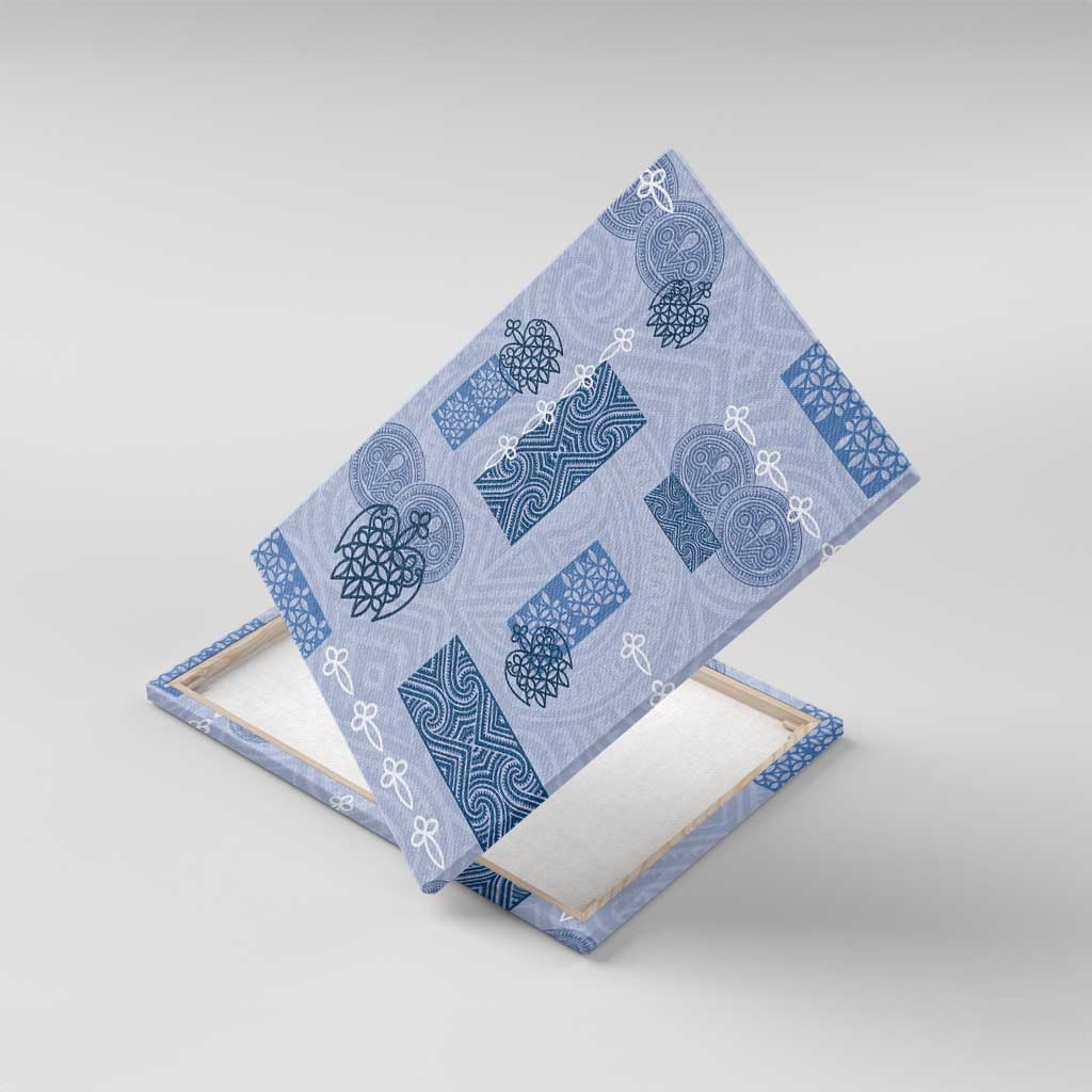 Vintage Lapita Canvas Wall Art Iconic Double Face Pattern Blue LT05 With Frame Blue - Polynesian Pride