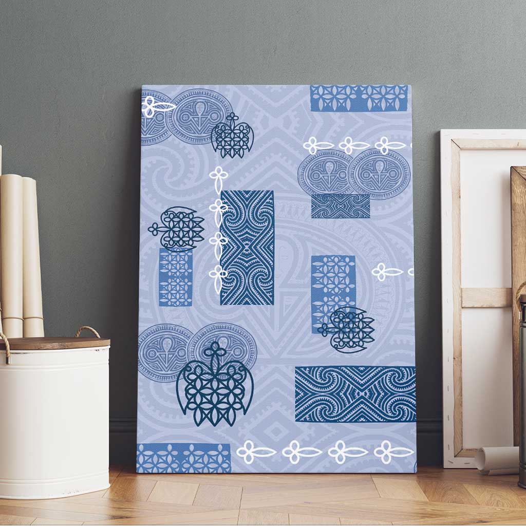 Vintage Lapita Canvas Wall Art Iconic Double Face Pattern Blue LT05 - Polynesian Pride