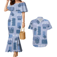 Vintage Lapita Couples Matching Mermaid Dress and Hawaiian Shirt Iconic Double Face Pattern Blue LT05 Blue - Polynesian Pride