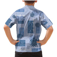 Vintage Lapita Family Matching Mermaid Dress and Hawaiian Shirt Iconic Double Face Pattern Blue