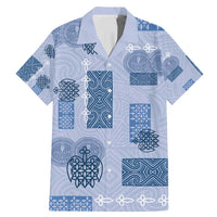 Vintage Lapita Family Matching Mermaid Dress and Hawaiian Shirt Iconic Double Face Pattern Blue