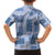 Vintage Lapita Family Matching Off Shoulder Maxi Dress and Hawaiian Shirt Iconic Double Face Pattern Blue