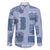 Vintage Lapita Family Matching Off Shoulder Maxi Dress and Hawaiian Shirt Iconic Double Face Pattern Blue