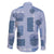 Vintage Lapita Family Matching Off Shoulder Short Dress and Hawaiian Shirt Iconic Double Face Pattern Blue
