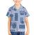 Vintage Lapita Family Matching Off Shoulder Short Dress and Hawaiian Shirt Iconic Double Face Pattern Blue