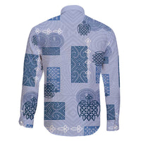 Vintage Lapita Family Matching Puletasi and Hawaiian Shirt Iconic Double Face Pattern Blue