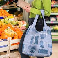 Vintage Lapita Grocery Bag Iconic Double Face Pattern Blue