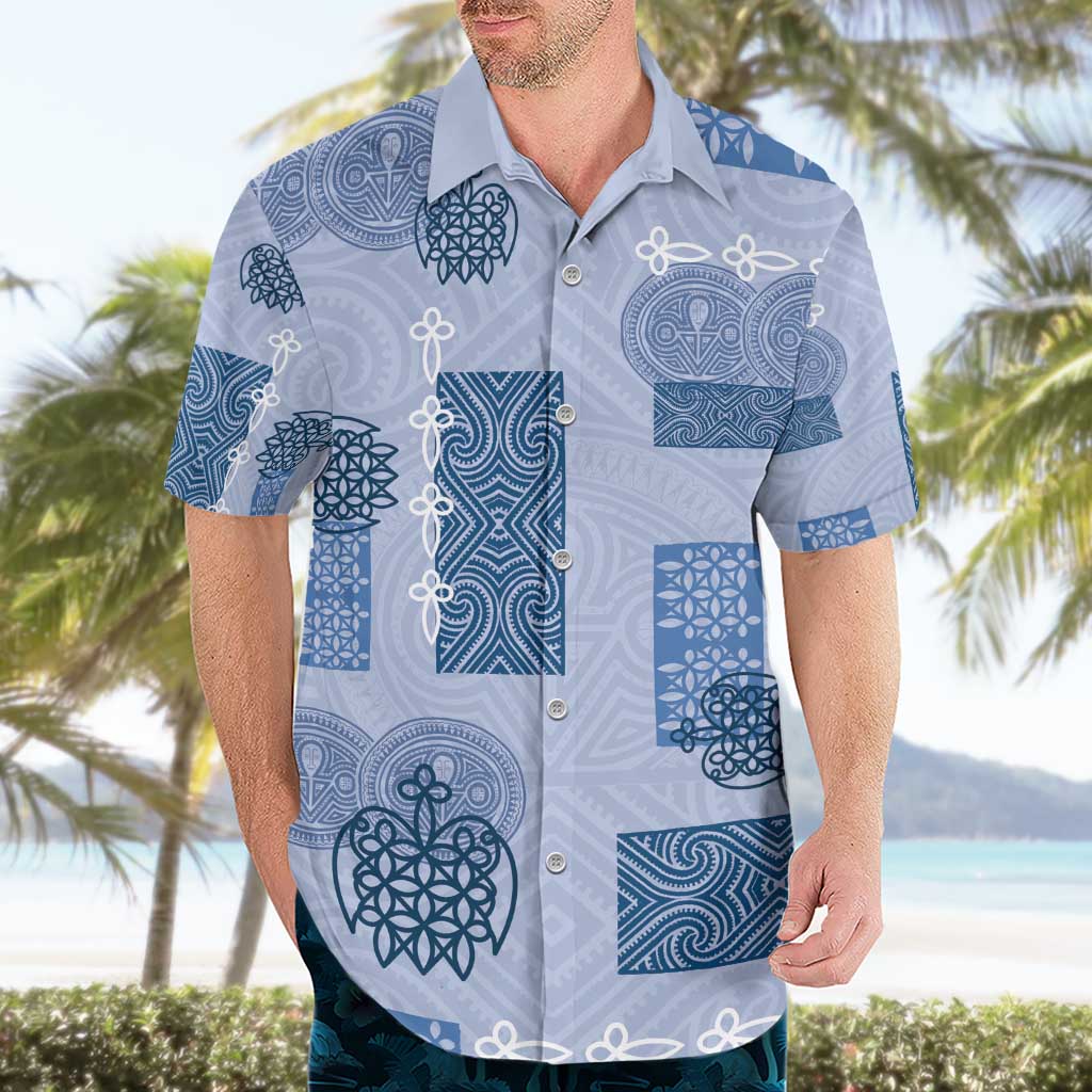 Vintage Lapita Hawaiian Shirt Iconic Double Face Pattern Blue LT05 - Polynesian Pride