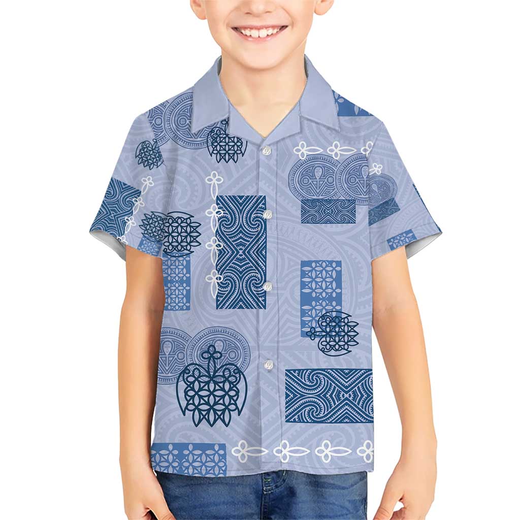 Vintage Lapita Hawaiian Shirt Iconic Double Face Pattern Blue LT05 - Polynesian Pride