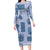 Vintage Lapita Long Sleeve Bodycon Dress Iconic Double Face Pattern Blue