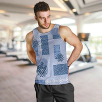 Vintage Lapita Men Tank Top Iconic Double Face Pattern Blue LT05 Blue - Polynesian Pride