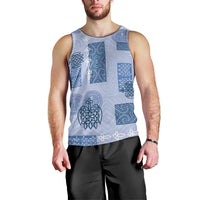 Vintage Lapita Men Tank Top Iconic Double Face Pattern Blue LT05 - Polynesian Pride