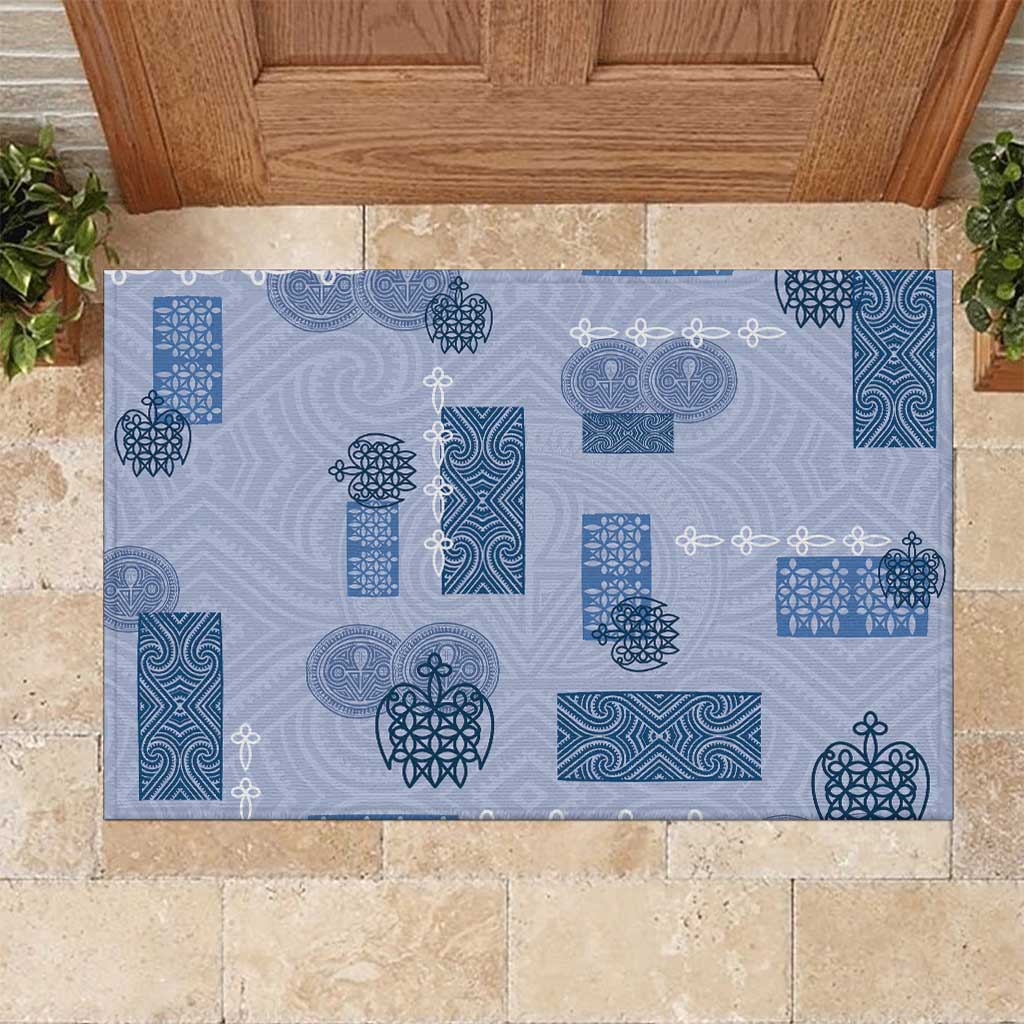 Vintage Lapita Rubber Doormat Iconic Double Face Pattern Blue LT05 Blue - Polynesian Pride