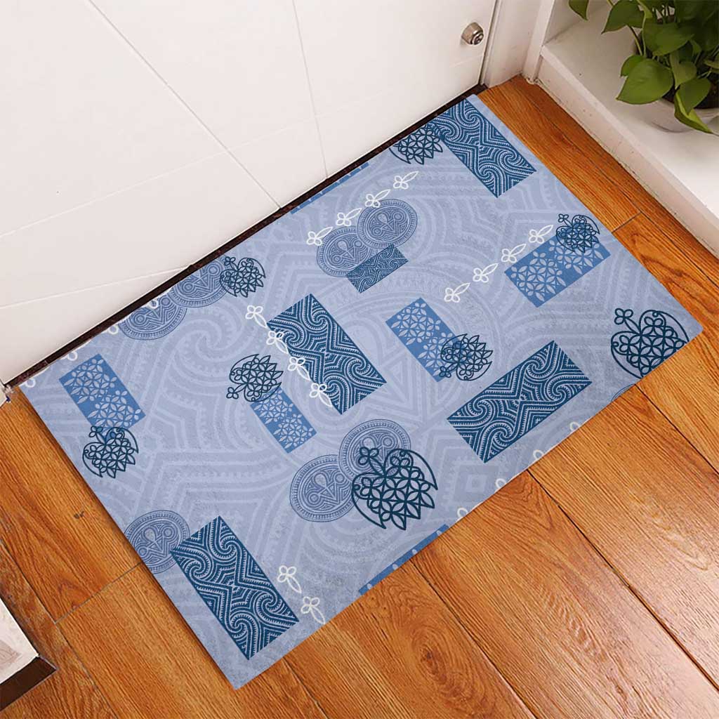 Vintage Lapita Rubber Doormat Iconic Double Face Pattern Blue LT05 - Polynesian Pride