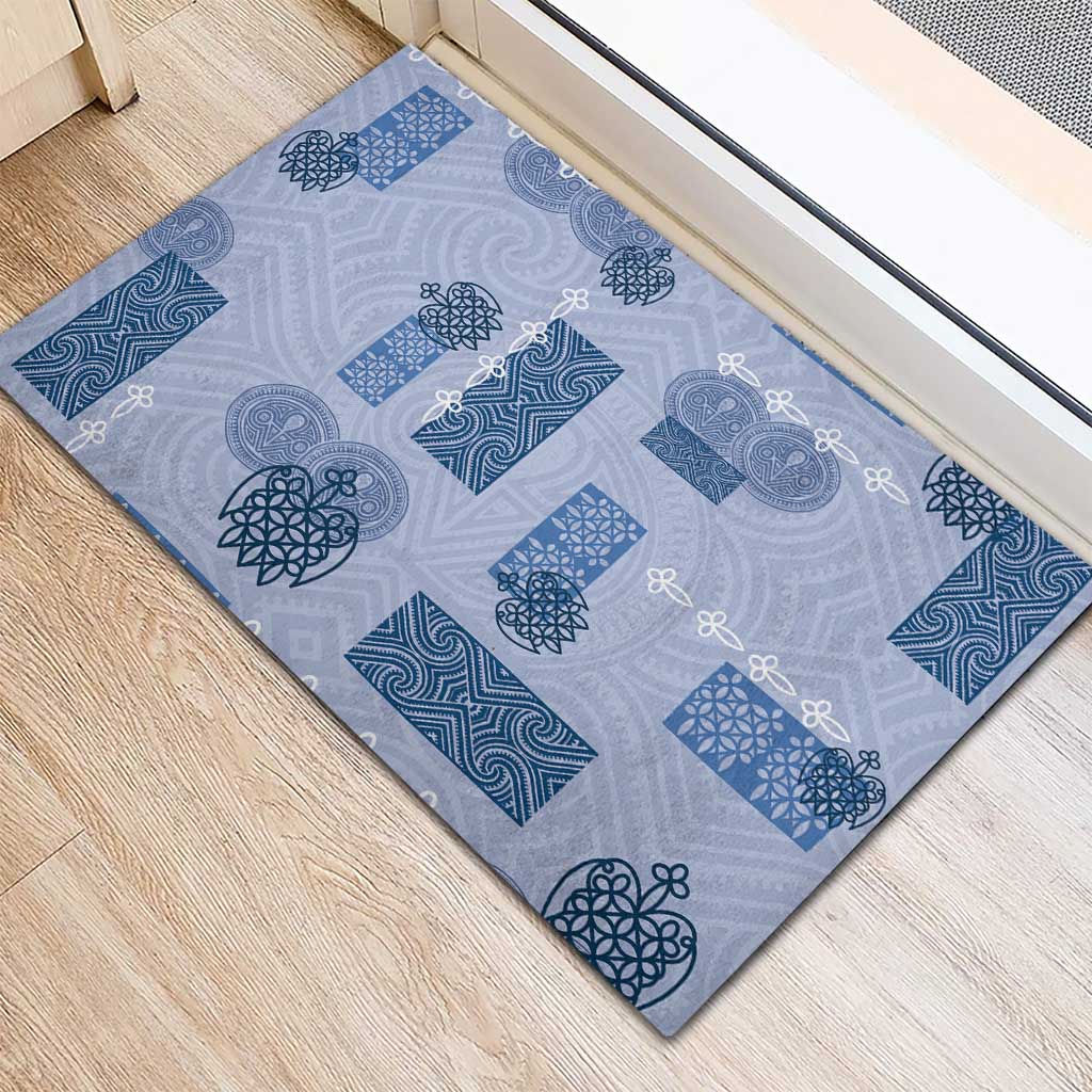 Vintage Lapita Rubber Doormat Iconic Double Face Pattern Blue LT05 - Polynesian Pride