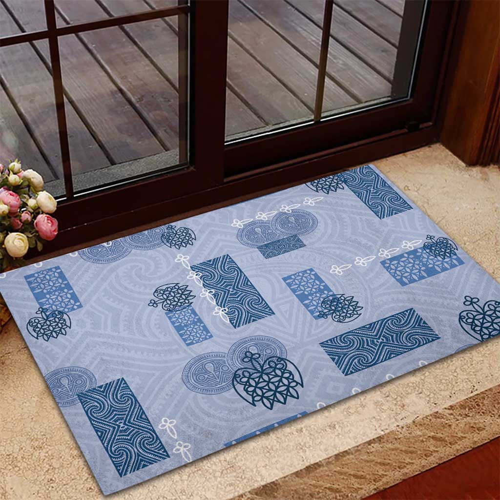 Vintage Lapita Rubber Doormat Iconic Double Face Pattern Blue LT05 - Polynesian Pride
