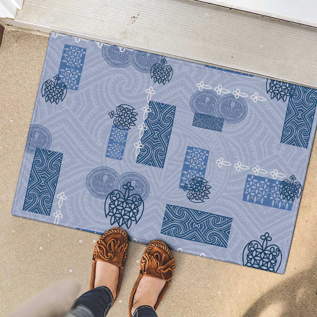 Vintage Lapita Rubber Doormat Iconic Double Face Pattern Blue LT05 - Polynesian Pride
