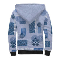 Vintage Lapita Sherpa Hoodie Iconic Double Face Pattern Blue LT05 - Polynesian Pride