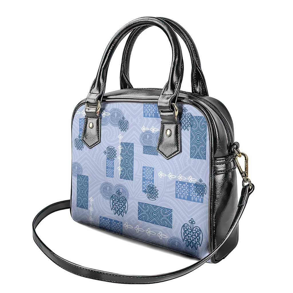 Vintage Lapita Shoulder Handbag Iconic Double Face Pattern Blue