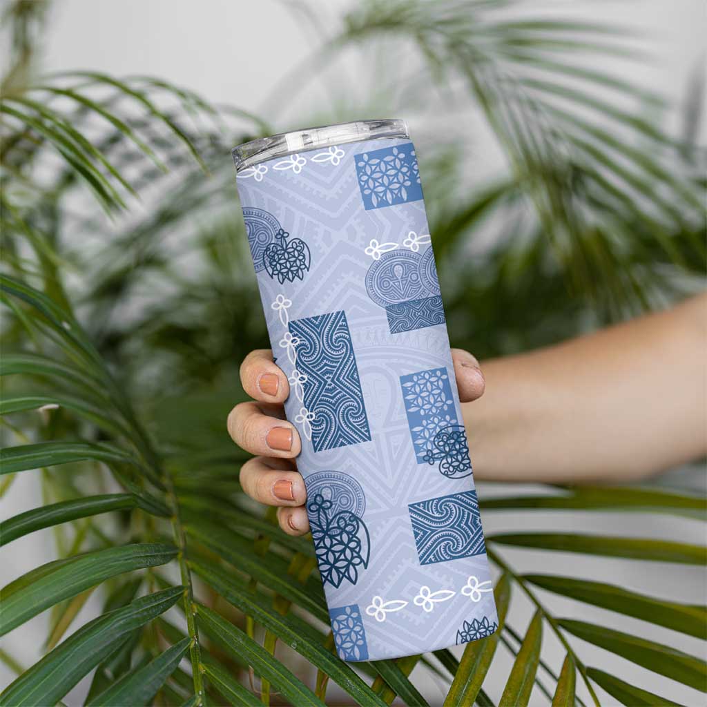 Vintage Lapita Skinny Tumbler Iconic Double Face Pattern Blue