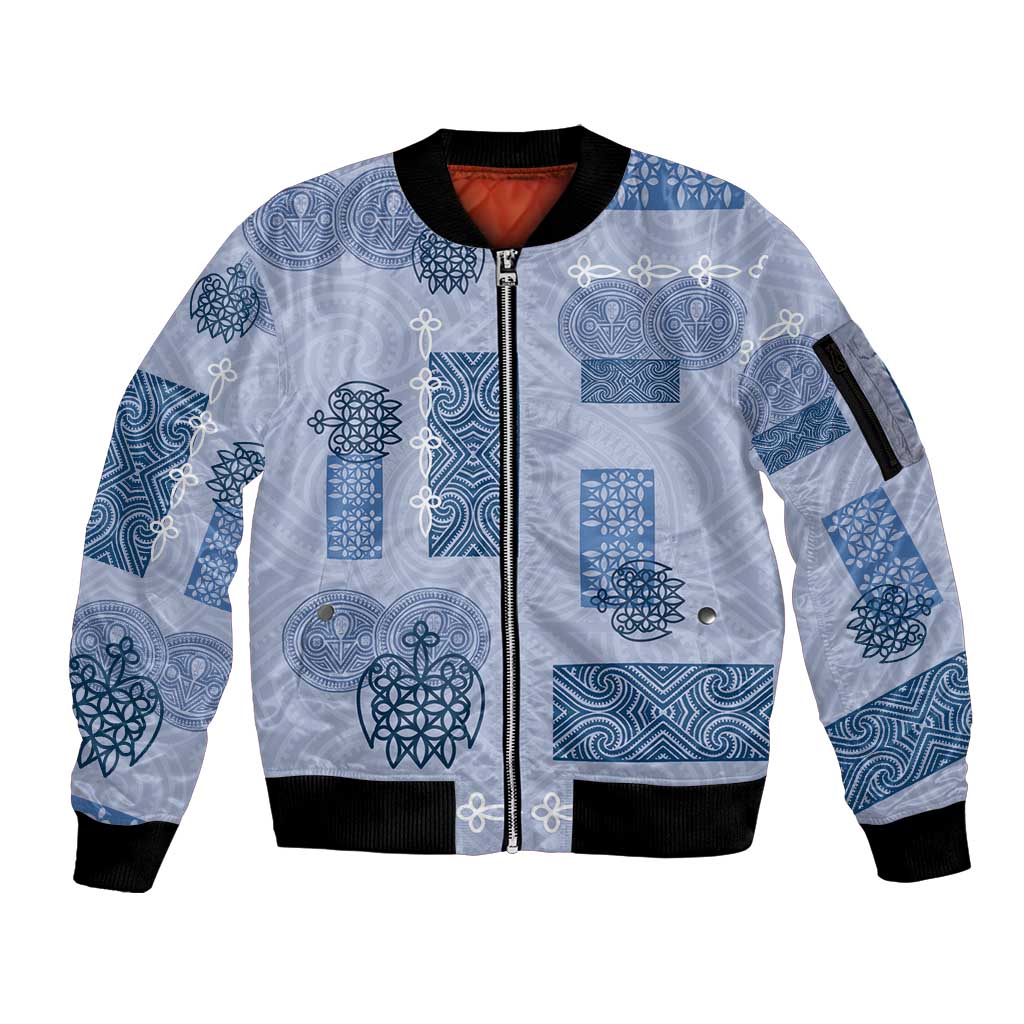 Vintage Lapita Sleeve Zip Bomber Jacket Iconic Double Face Pattern Blue