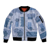 Vintage Lapita Sleeve Zip Bomber Jacket Iconic Double Face Pattern Blue