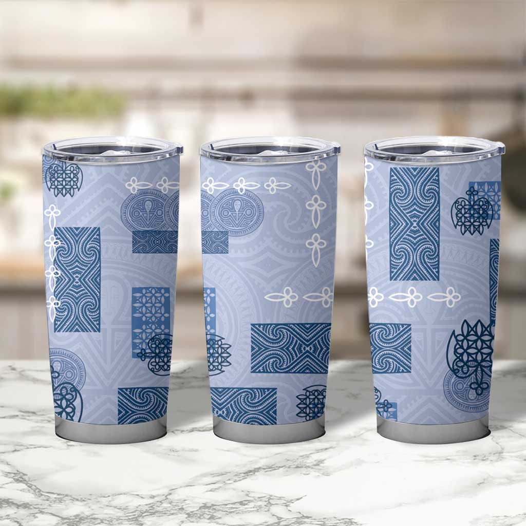 Vintage Lapita Tumbler Cup Iconic Double Face Pattern Blue LT05 - Polynesian Pride