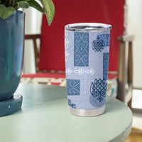Vintage Lapita Tumbler Cup Iconic Double Face Pattern Blue LT05 - Polynesian Pride