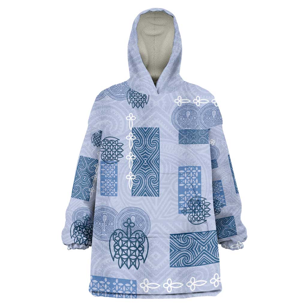 Vintage Lapita Wearable Blanket Hoodie Iconic Double Face Pattern Blue LT05 One Size Blue - Polynesian Pride