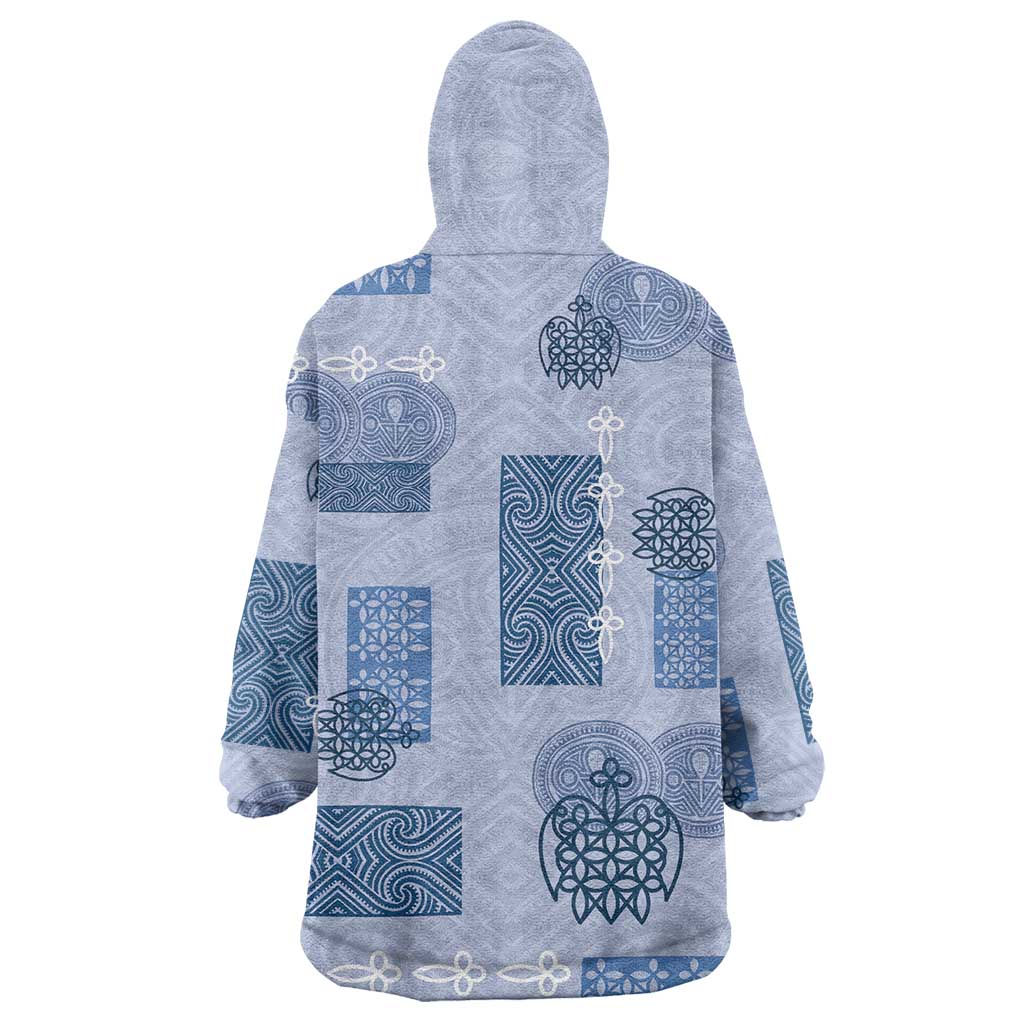Vintage Lapita Wearable Blanket Hoodie Iconic Double Face Pattern Blue LT05 - Polynesian Pride