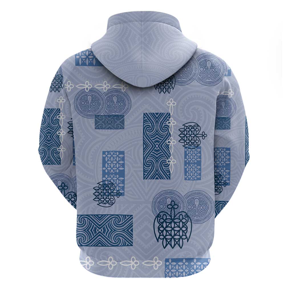 Vintage Lapita Zip Hoodie Iconic Double Face Pattern Blue
